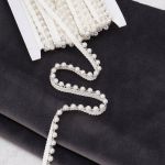 Кант декоративный с бусинами жемчуг и бисером 14 мм, / 9.14 метра, белый