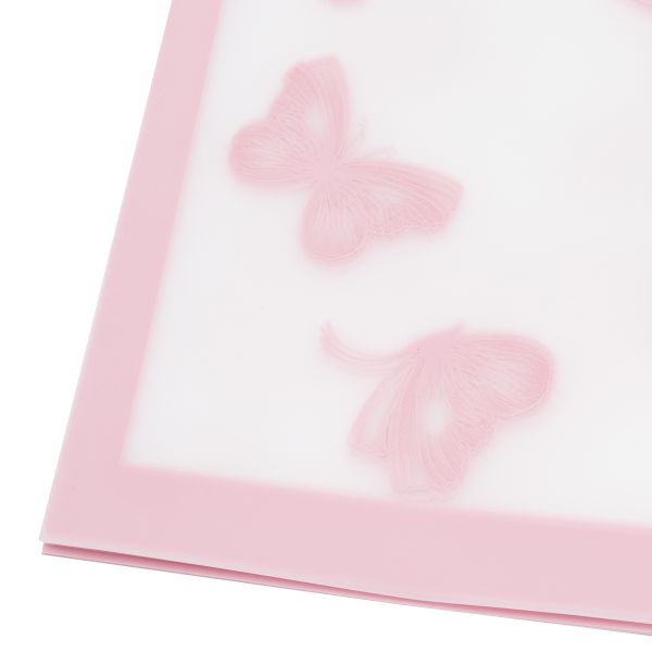Пленка матовая Бабочки рамка 20 листов 58х58см 50мкм, бледно-розовый