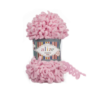 Пряжа Alize (Ализе) Puffy Fine / уп.5 мот. по 100 г, 14м, 638 розовый пион A