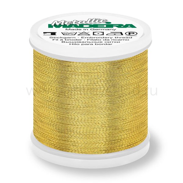 Нитки вышивальные металлизированные Madeira Metallic №40, 1000 м, цв. Gold 4, 9846, 5 катушек