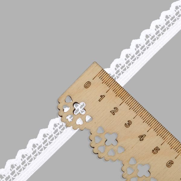 Резинка бельевая (ажурная) 13.5 мм / 50 метров, белый