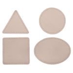 Набор заплаток пришивных из кожи, круг, квадрат, треугольник, овал 8см, с перфорацией, 4 шт (06 бежевый), 9743