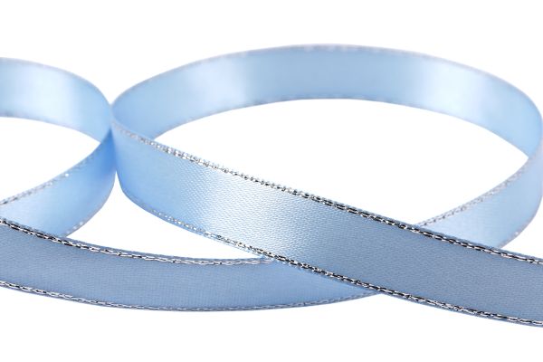 Лента атласная 2-сторонняя с метанитью 12.0 мм / 33±2 метра, 049 голубой/серебро, Gamma AL-12M