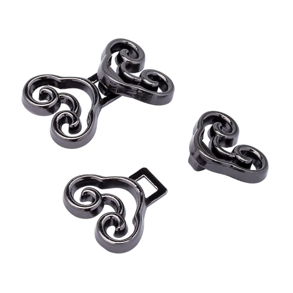 Крючки пришивные декоративные 24х15 мм, олово (чер.никель)), 6 шт