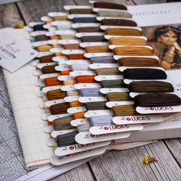 Набор для вышивания нитками Luca-S, Индийская принцесса и тигр, 63,5х38см