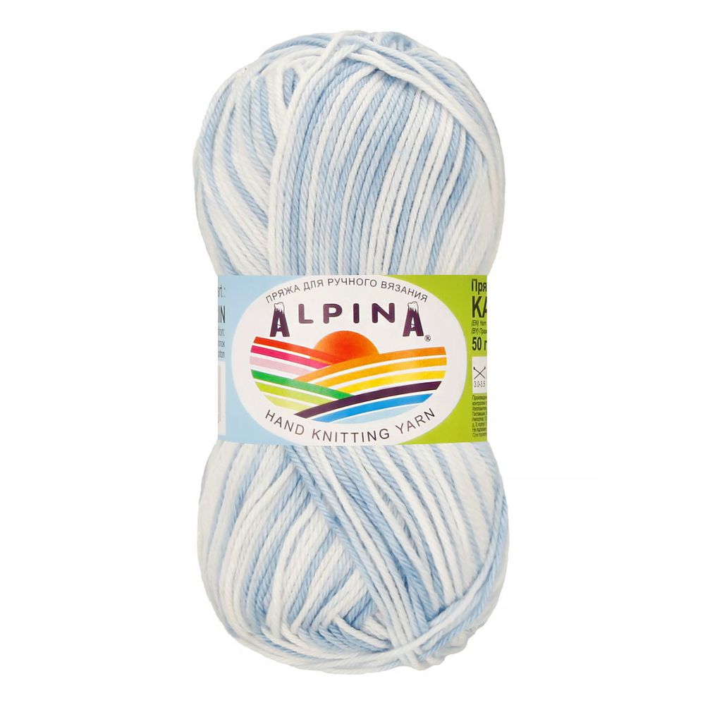 Пряжа Alpina Katrin / уп.10 мот. по 50г, 140м, 030 белый-голубой