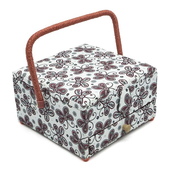 Шкатулка большая 25х25х14.5см, Красные бабочки, AB8688