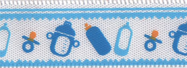 Лента атласная с рисунком 12.0 мм / 22.8±1 метра, G7/001 дет. вещи/белый, Gamma ALP-123