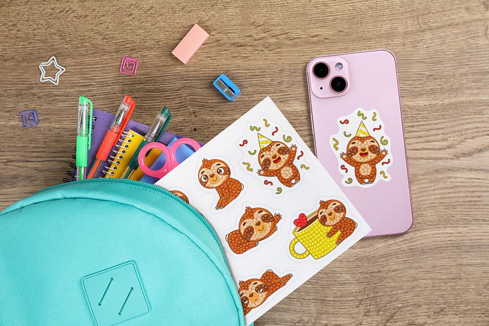 Алмазная (кристальная) мозаика Фрея ALVN-139, наклейки Ленивцы, 19.5х14 см