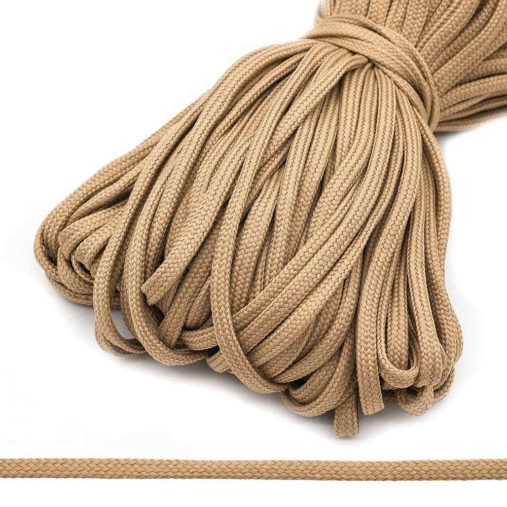 Шнур обувной плетеный ⌀6.0 мм / 100 метров, (диаметр ±1 мм), 014 бежевый