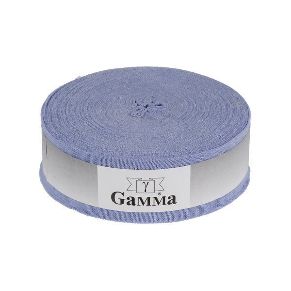 Косая бейка трикотажная 35 мм / 10 метров, (рибана), 012 серо-голубой, Gamma