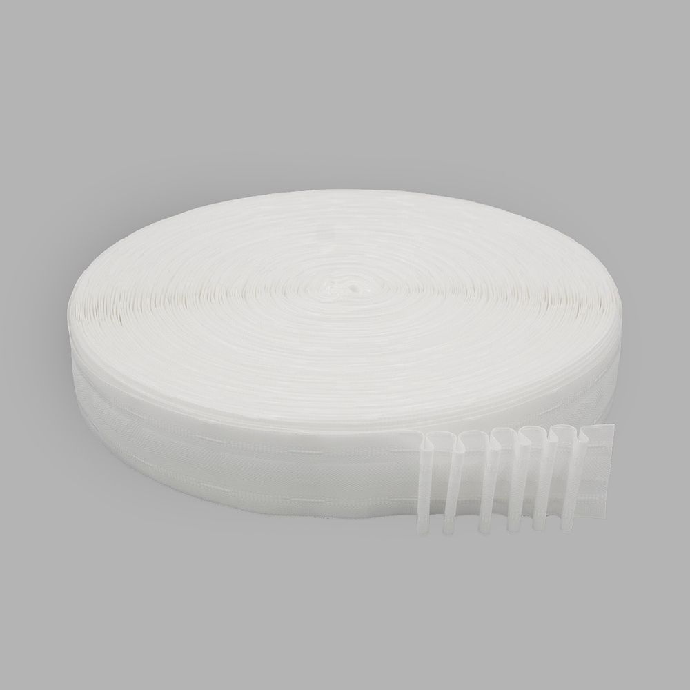 Лента (тесьма) шторная: сборка параллельная (1:3) 40 мм / 100 метров, равномерная