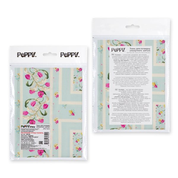 Ткань для пэчворка Peppy Весенний этюд панель, отрез 60х110 см, 146 г/м², ВЭ-02 голубой, Peppy