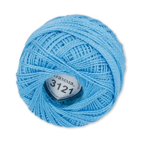 Пряжа нитки Ирис / уп.10 мот. по 10г, 82м, 3121 голубой, Gamma