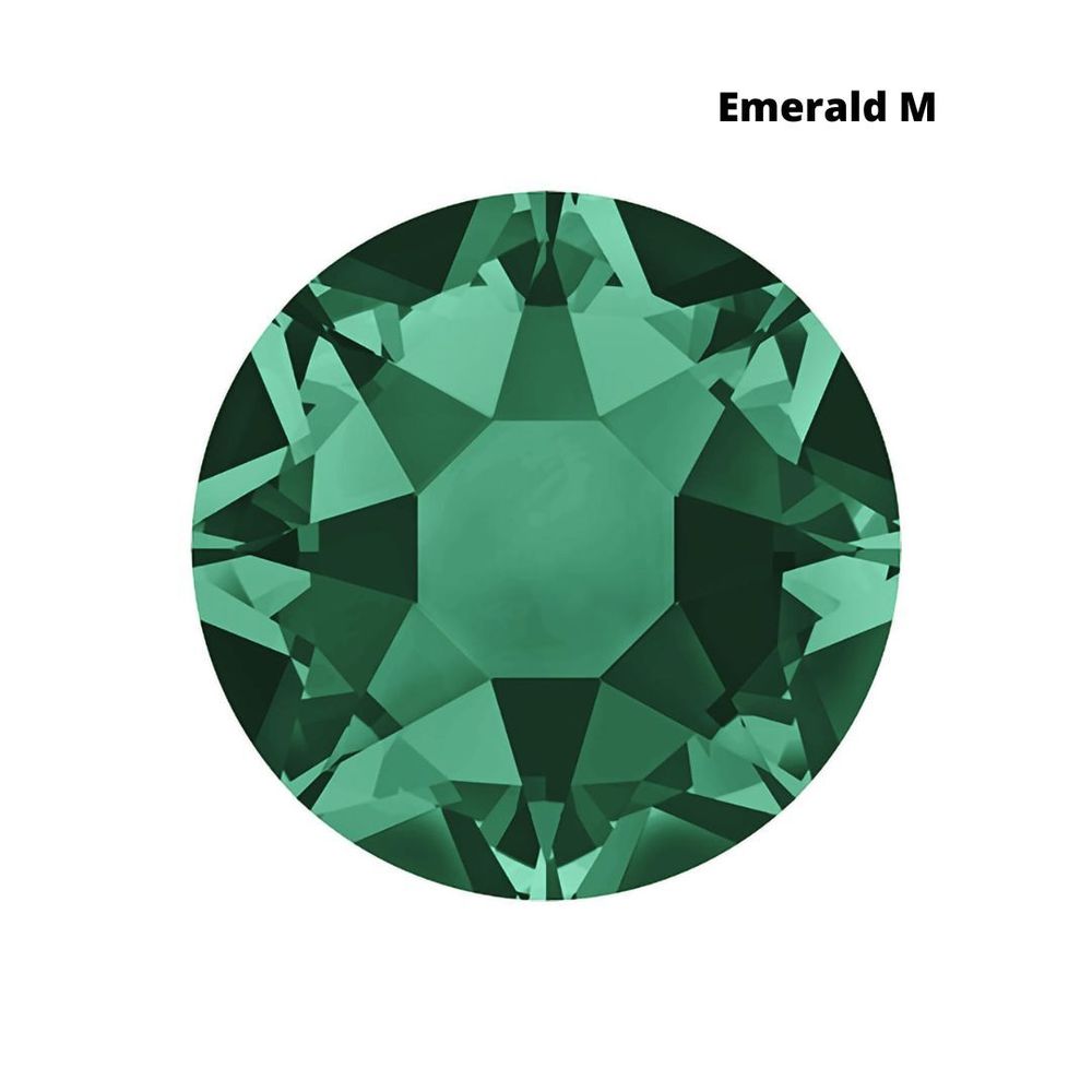 Стразы Swarovski клеевые плоские 2028HF, ss 6 (2 мм), Emerald M, 144 шт