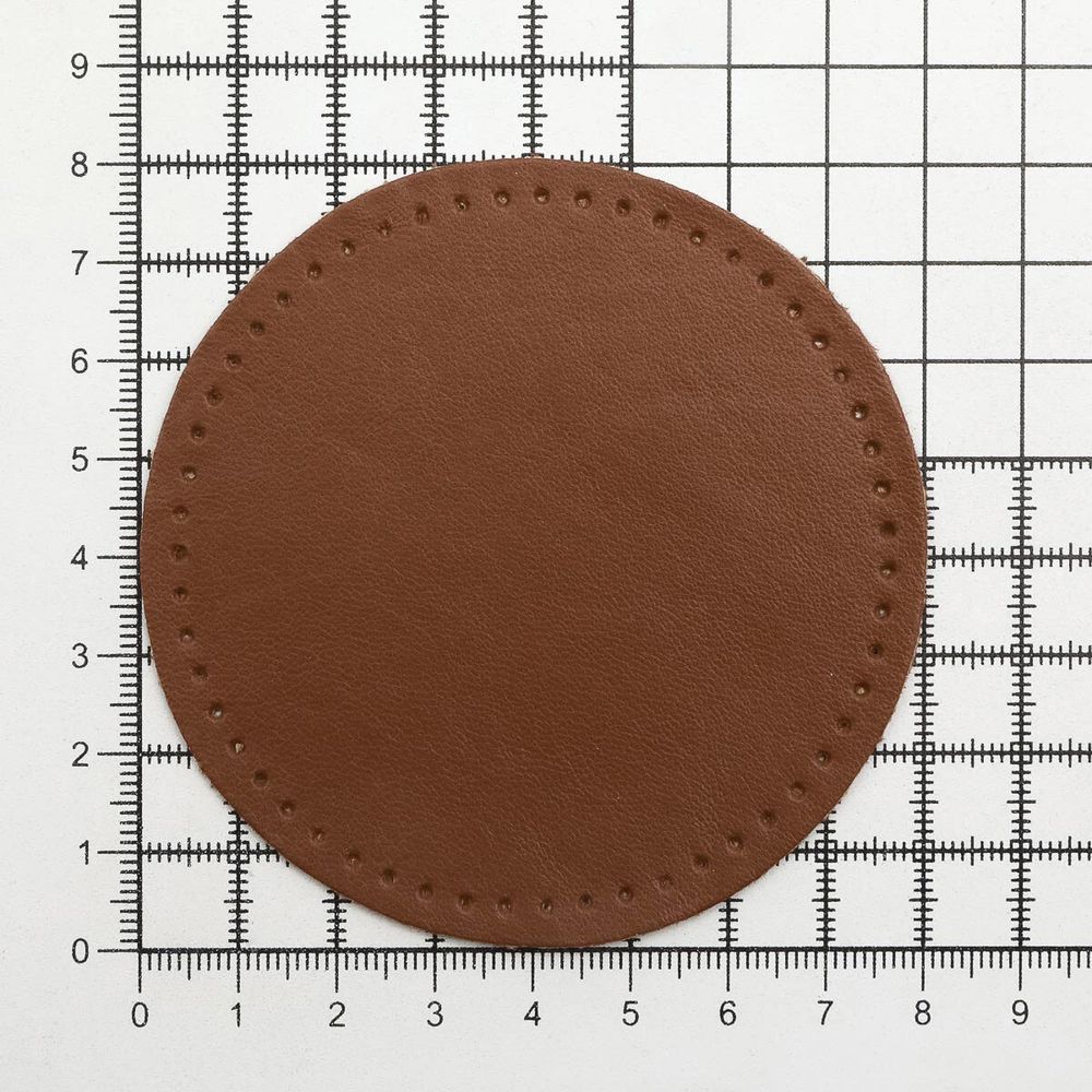 Заплатки пришивные из кожи, круг ⌀8см с перфорацией, 2 шт, 100% кожа, 02 светло-коричневый, 9121