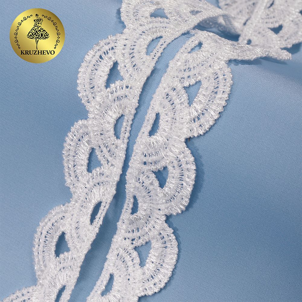 Кружево гипюр (плетёное) 22 мм, TBY.C01927A, теплый белый, 13.71м, Kruzhevo