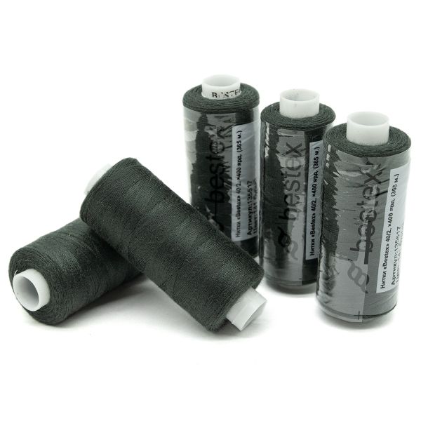 Нитки швейные бытовые Bestex 40/2, 365 м (400 ярд) / 10 кат., 141 базальтово-серый