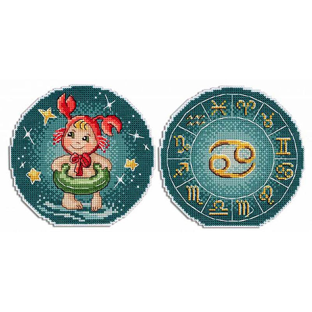 Набор для вышивания нитками МП Студия, Знаки Зодиака. Рак. 12х12см