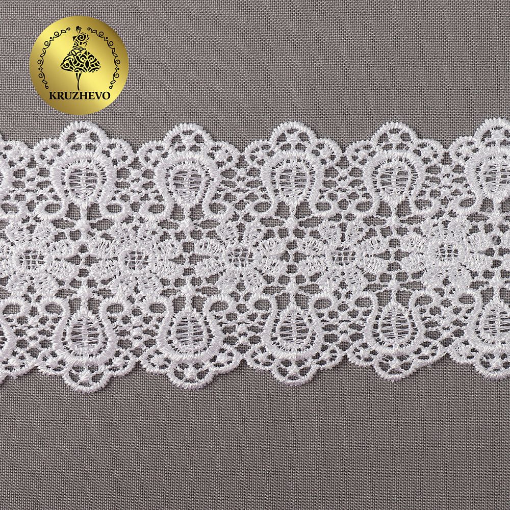 Кружево гипюр (плетёное) 80 мм / 13.71 метров, TBY.02584, цв.1 белый