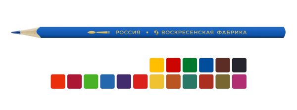 Карандаш акварельный в наборе, 3-гранные, заточенный 8х18 цв, ВКФ MP-WCP-1018
