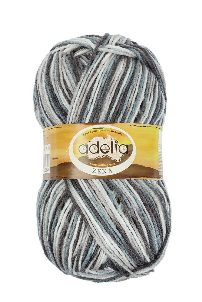 Пряжа Adelia Zena / уп.5 мот. по 100г, 308м, 44 белый-серый-т.серый