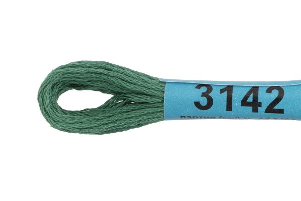 Мулине Gamma 100% хлопок, цв.3142 т.серо-зеленый, 24 мотка по 8 метров