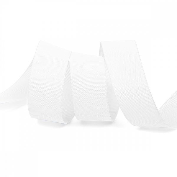 Лента репсовая (в рубчик) 25.0 мм, цв. 029 белый For Hobby, уп. 22.86м (±1м)