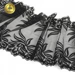 Кружево на сетке (вышитое) арт.T98 245мм цв.черный уп.7м, Kruzhevo