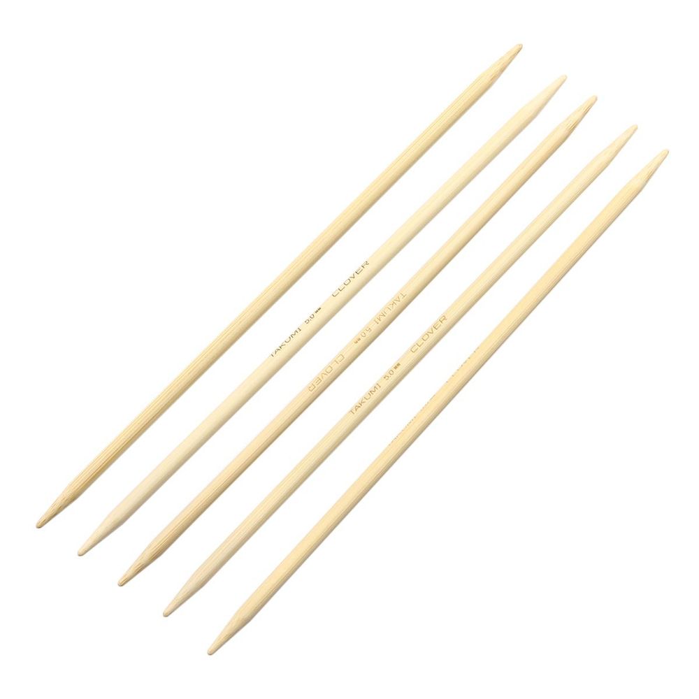 Спицы чулочные Clover ⌀5,0 мм, 20 см, 5 шт, бамбук