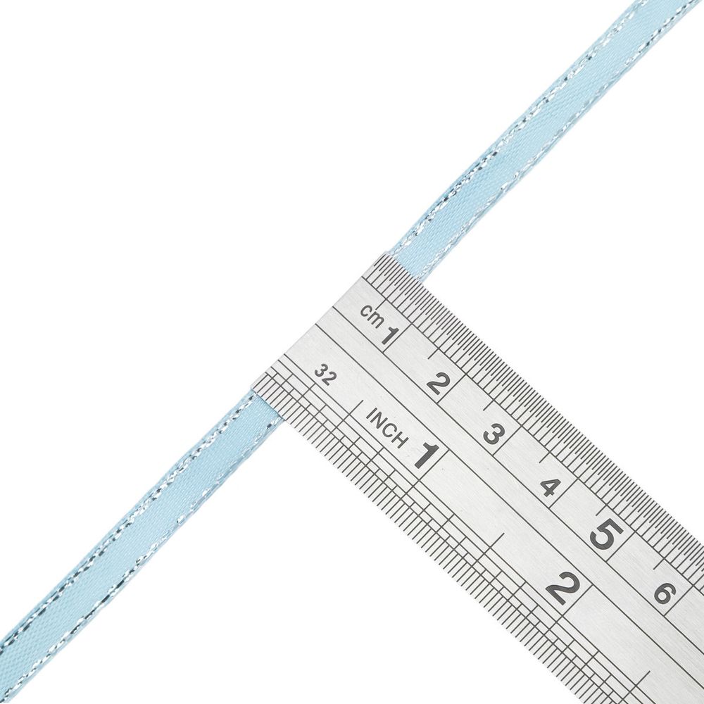 Лента атласная 1-сторонняя 6.0 мм / 22.86±1 метров, с серебряной нитью, 187 голубой, Globus