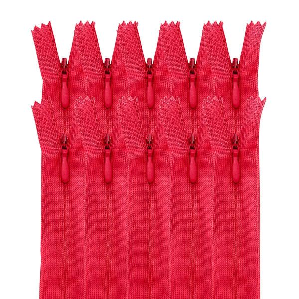 Молния потайная (скрытая) Т3 (3 мм) 1 зам., н/раз., 50 см, красный нейлон, 31321 / 50, 10 шт