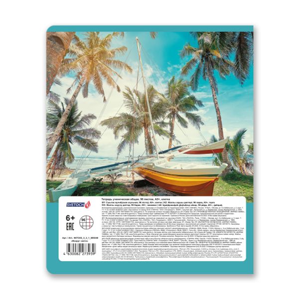 Тетрадь ученическая общая, глянцевая ламинация, A5+ 96 л. на скобе, белизна 100%, 5 шт, клетка, 000348 Вокруг света, Светоч 96ТСК5_3_3_1