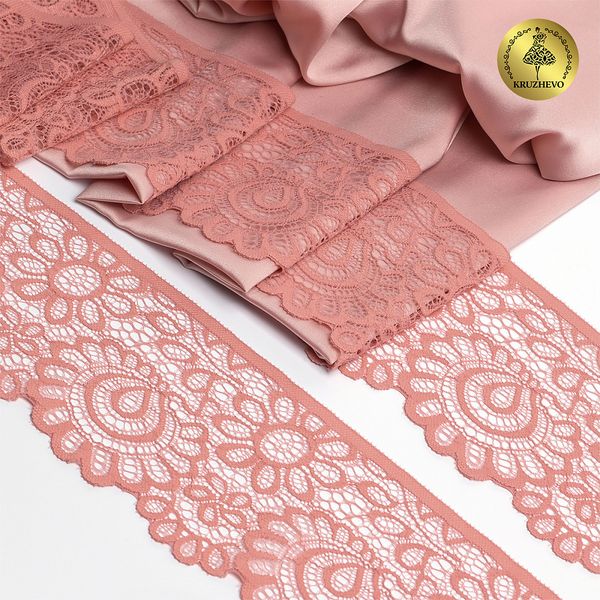 Кружево эластичное (стрейч) 90 мм, YSTL00839/N, цв.F154 розовый персик уп.25м, Kruzhevo
