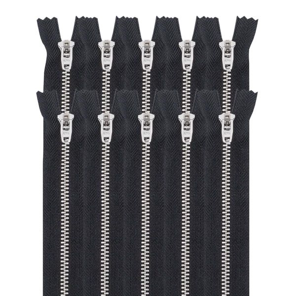 Молния металл джинсовая Т5 (5 мм) 1 зам., н/раз., 18 см, черный, 39143/18-Н, 10 шт