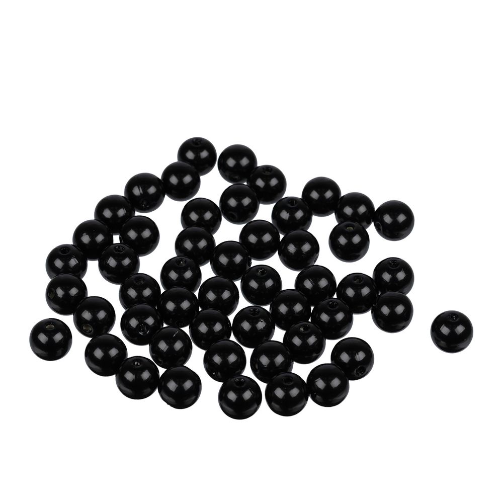 Бусины пластик ⌀10 мм, 50±2 шт, №02 черный, Zlatka PB-3
