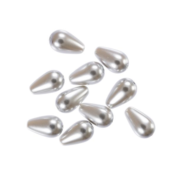 Бусины стекло под жемчуг 10х6 мм, фигурная, 10 шт, св. серый (light grey), Preciosa 131-50-011