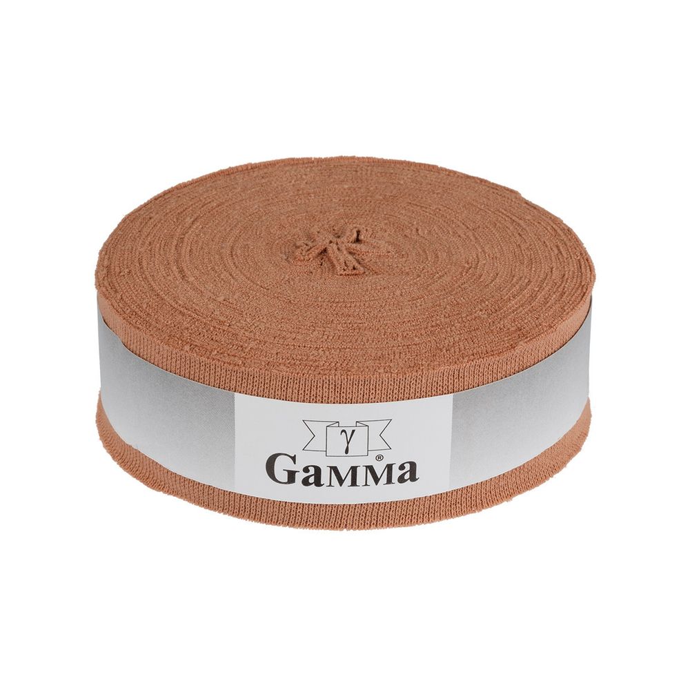 Косая бейка трикотажная 35 мм / 10 метров, (рибана), 011 св.какао, Gamma
