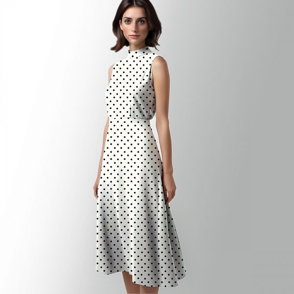 Штапель в горошек 90 г/м², 145 см / 2 метра, TBY.Vidt.04 цв.белый