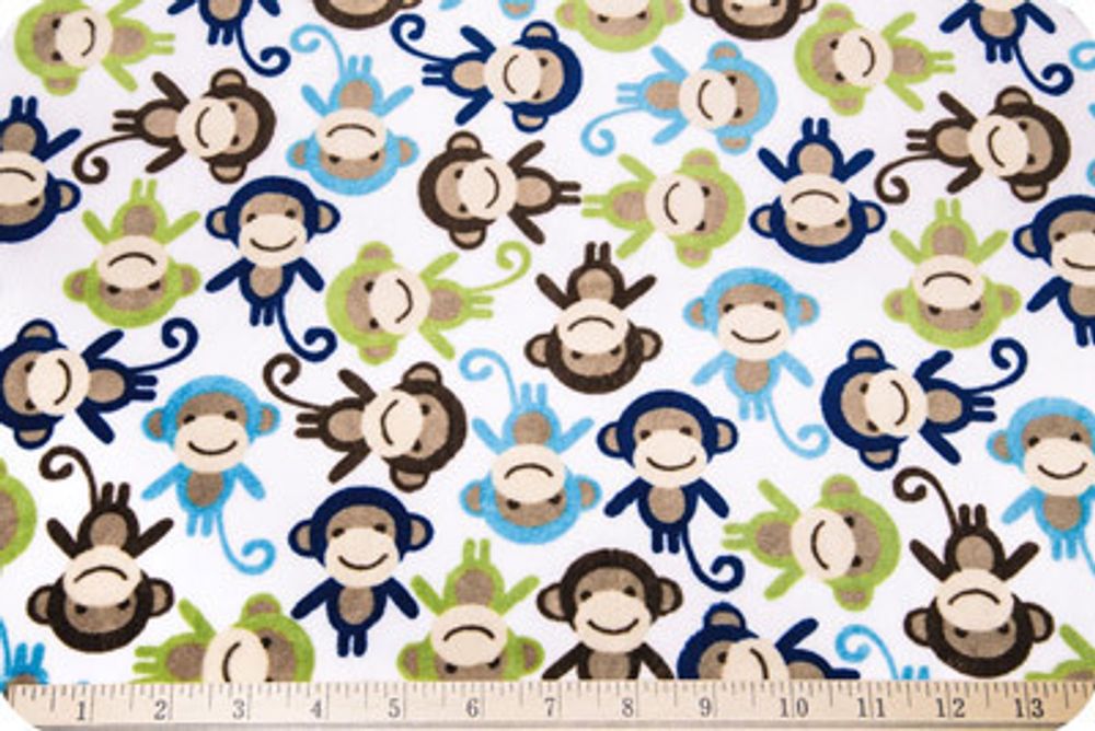 Плюш (ткань) Peppy Urban Zoologie 440 г/м², 48х48 см, monkey midnight