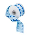 Лента атласная с рисунком Ромбы 45.0 мм / 22.5±1 метров, синий, Globus