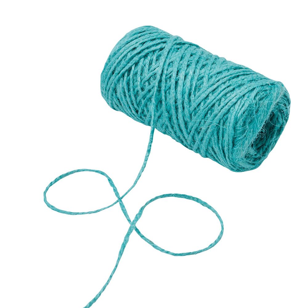 Шпагат джутовый ⌀1.4 мм / 100 метров (100 г), 2-ниточный, 1200 текс, евробобина, бирюзовый
