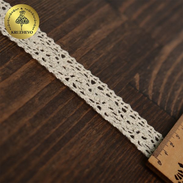 Кружево вязаное (тесьма) 25 мм, диз. 297, цв.01 натуральный, уп. 25 м, Kruzhevo