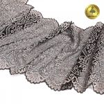 Кружево бельевое эластичное 225 мм / 3 м, TBY.40992, цв.L168 серебристый пион+черный, Kruzhevo