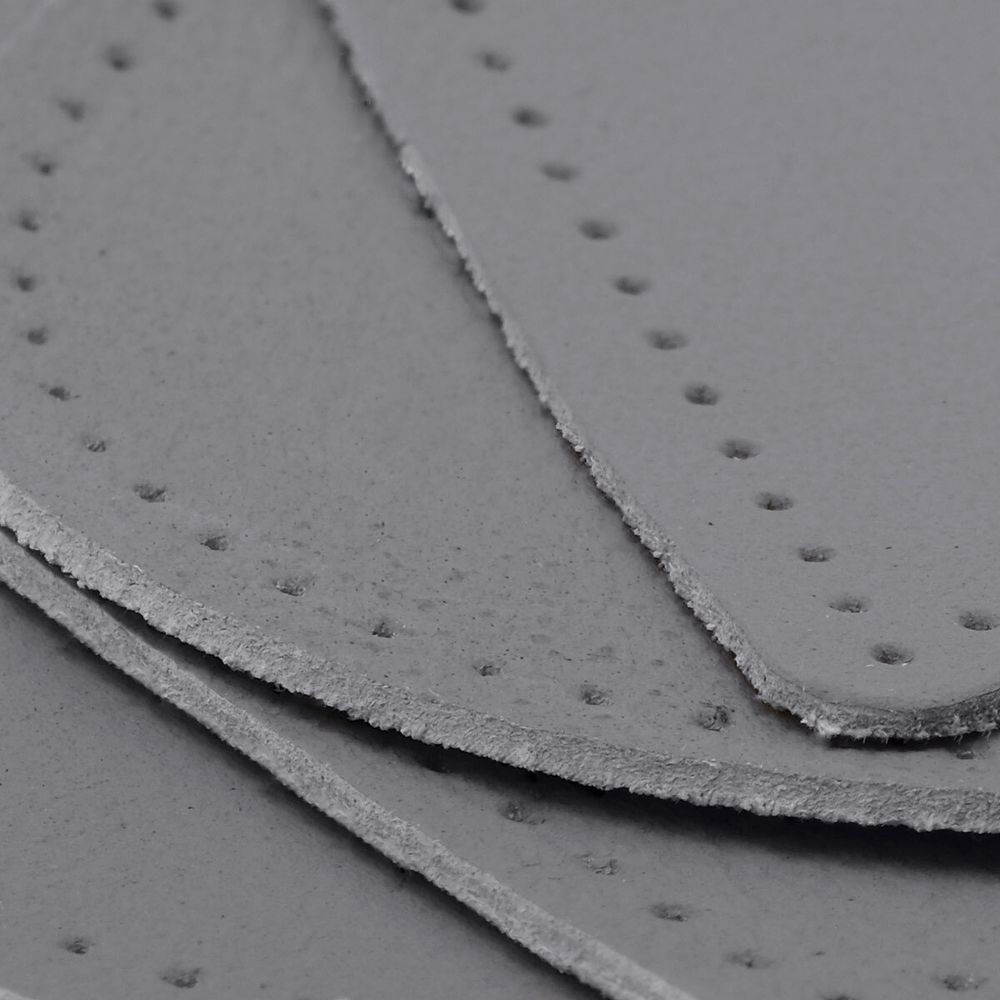 Набор заплаток пришивных из кожи, круг, квадрат, треугольник, овал 8см, с перфорацией, 4 шт (07 серый), 9743