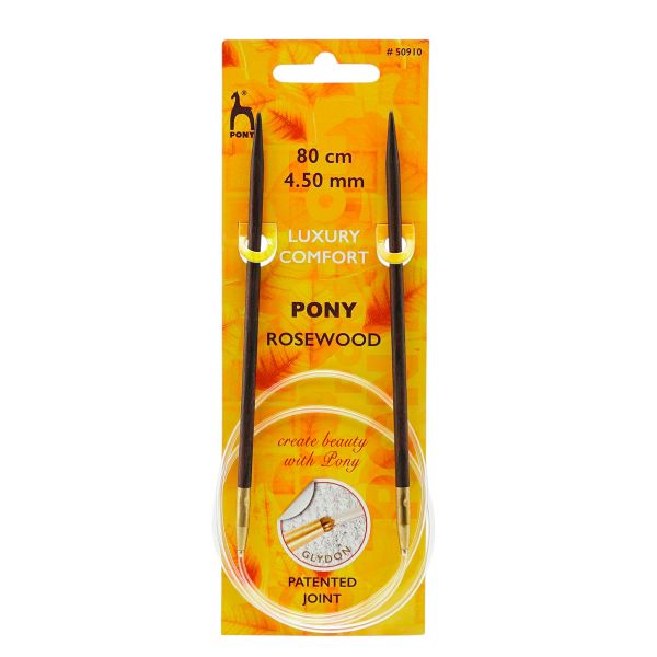 Спицы круговые Pony Rosewood ⌀4.5 мм, 80 см, розовое дерево, 50910