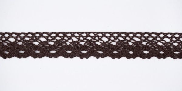 Кружево вязаное (тесьма) 18 мм цв.коричневый, Alfa, 25 метров, AF-373-078