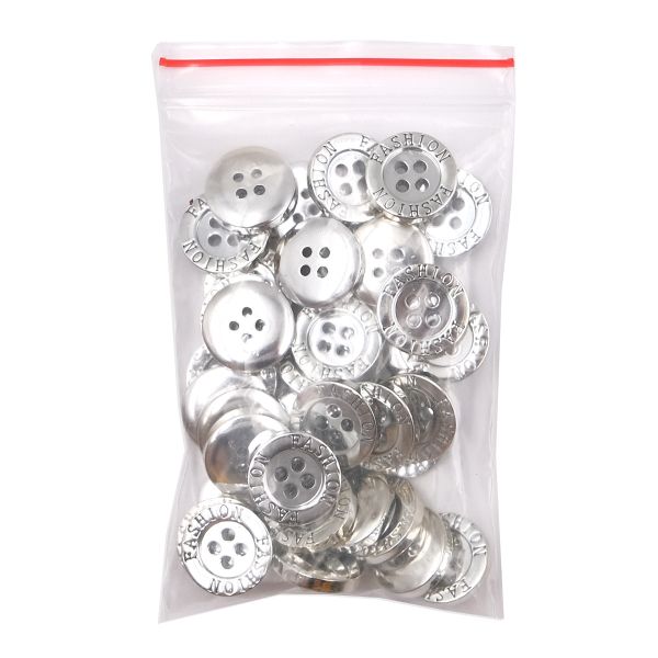 Пуговицы 4 прокола 24L (15мм), (Silver (серебристый)), 36 шт