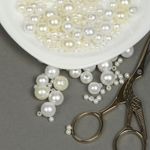 Бусины пластик набор круглые перламутр ассорти