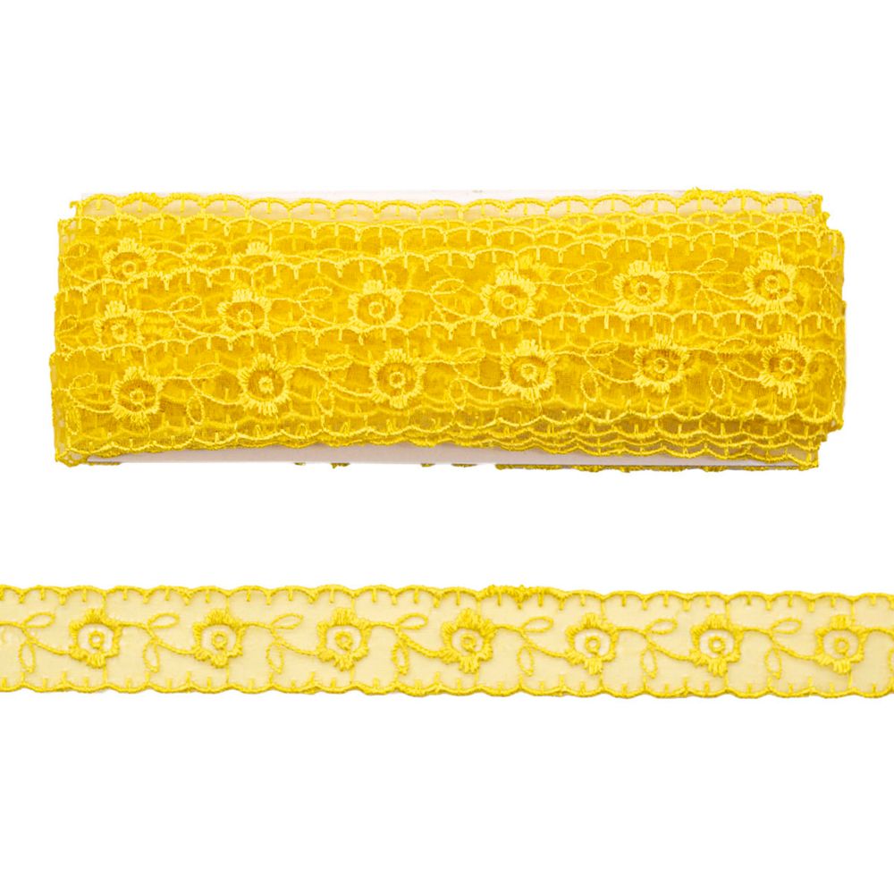 Кружево капроновое 22 мм / 6.8 м, (±4 см) 0574-1003, A517 желтый